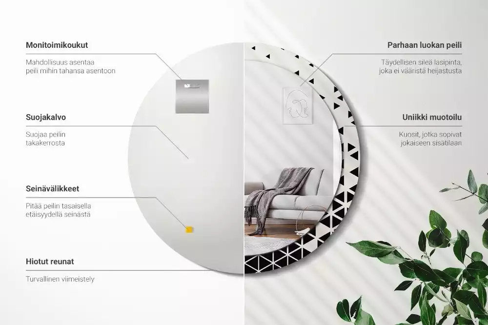 Bedrukte ronde spiegel Geometrische abstractie