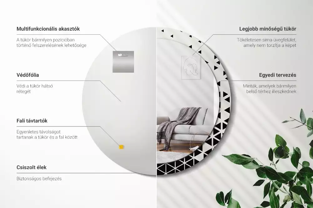 Bedrukte ronde spiegel Geometrische abstractie