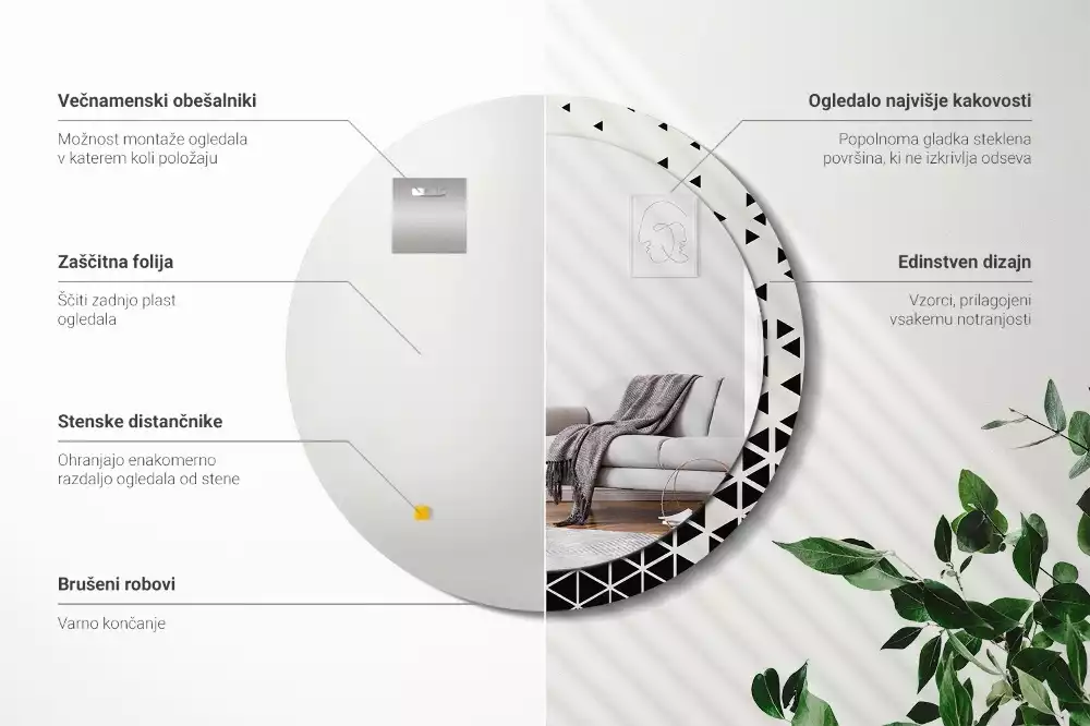 Bedrukte ronde spiegel Geometrische abstractie