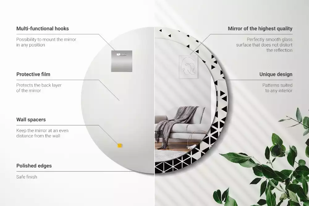 Bedrukte ronde spiegel Geometrische abstractie