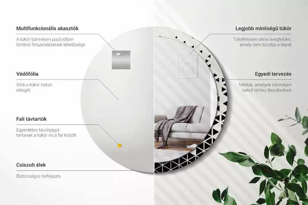 Bedrukte ronde spiegel Geometrische abstractie