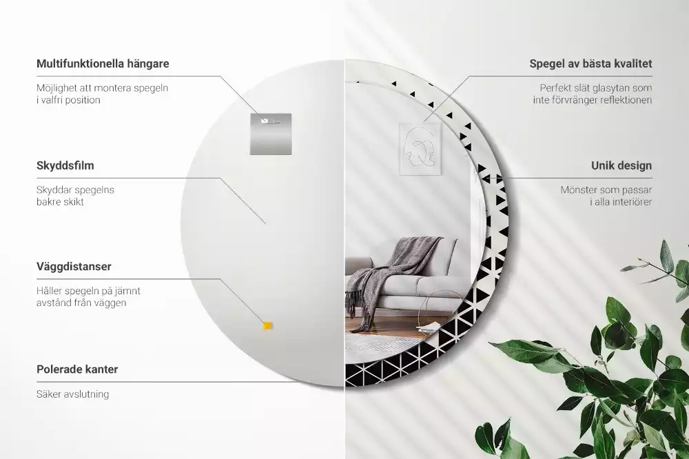 Bedrukte ronde spiegel Geometrische abstractie