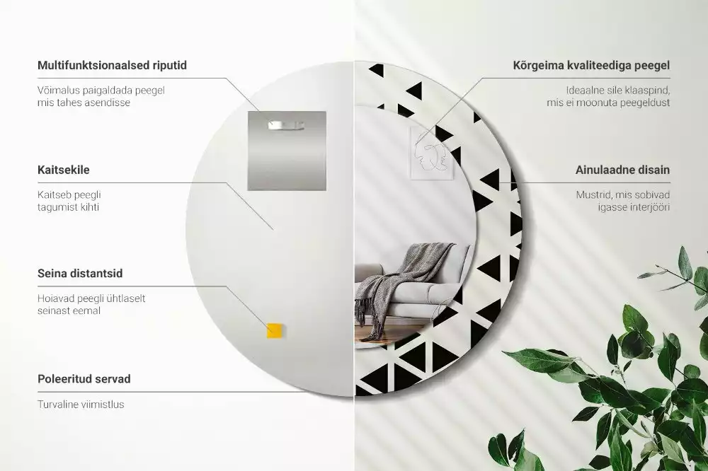 Bedrukte ronde spiegel Geometrische abstractie