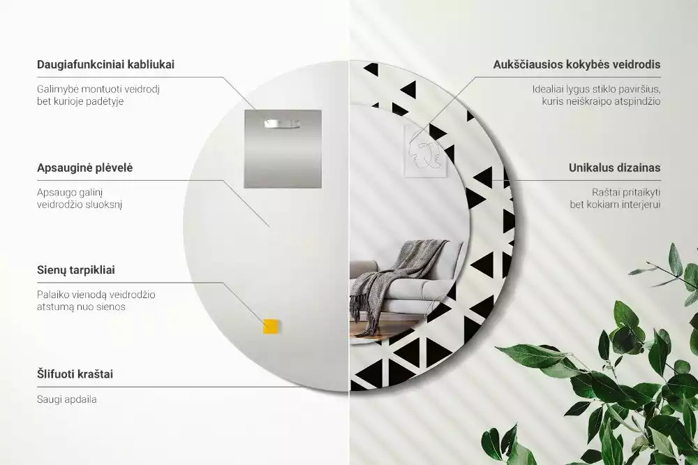 Bedrukte ronde spiegel Geometrische abstractie