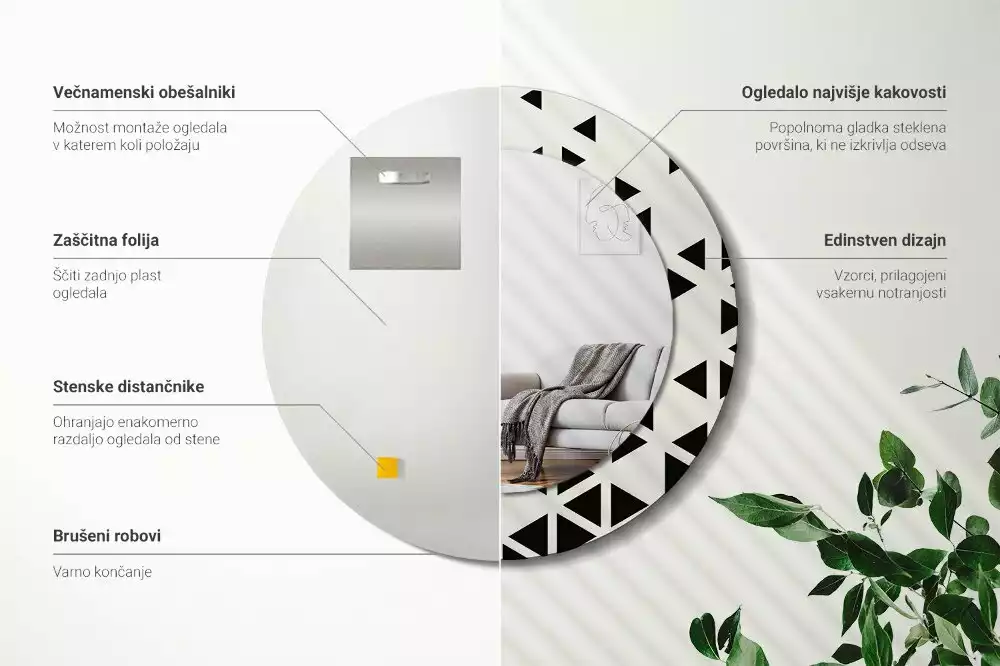 Bedrukte ronde spiegel Geometrische abstractie