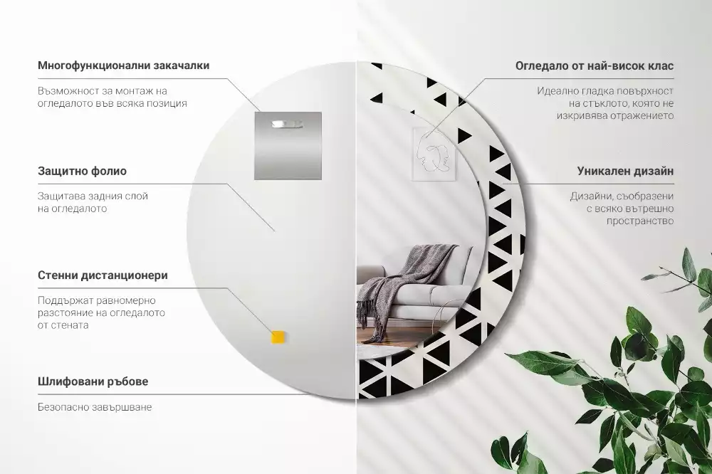 Bedrukte ronde spiegel Geometrische abstractie