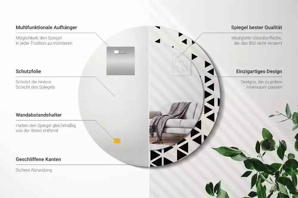 Bedrukte ronde spiegel Geometrische abstractie