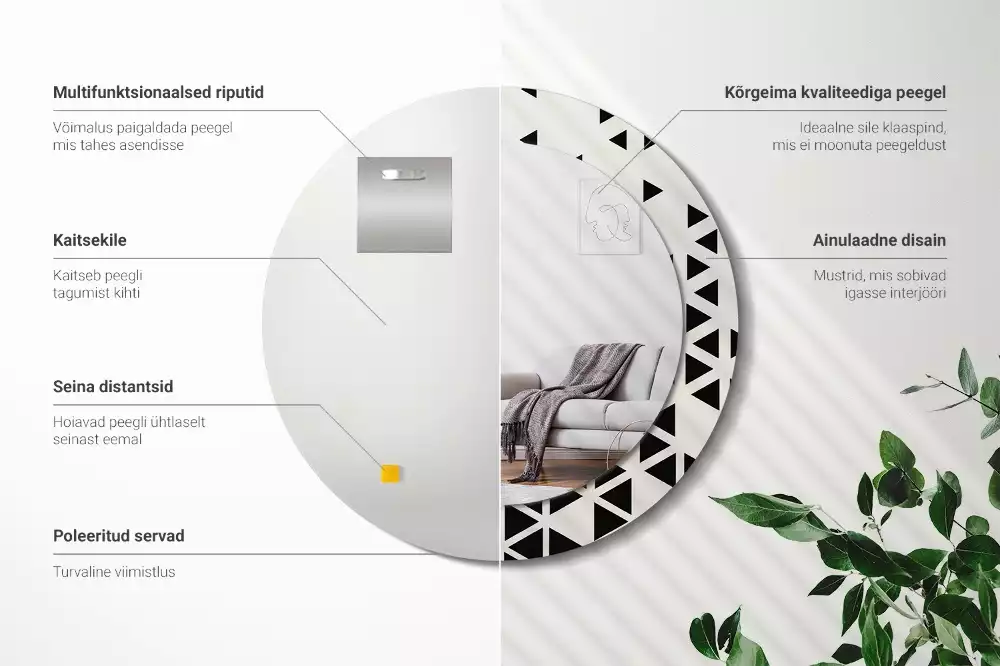 Bedrukte ronde spiegel Geometrische abstractie