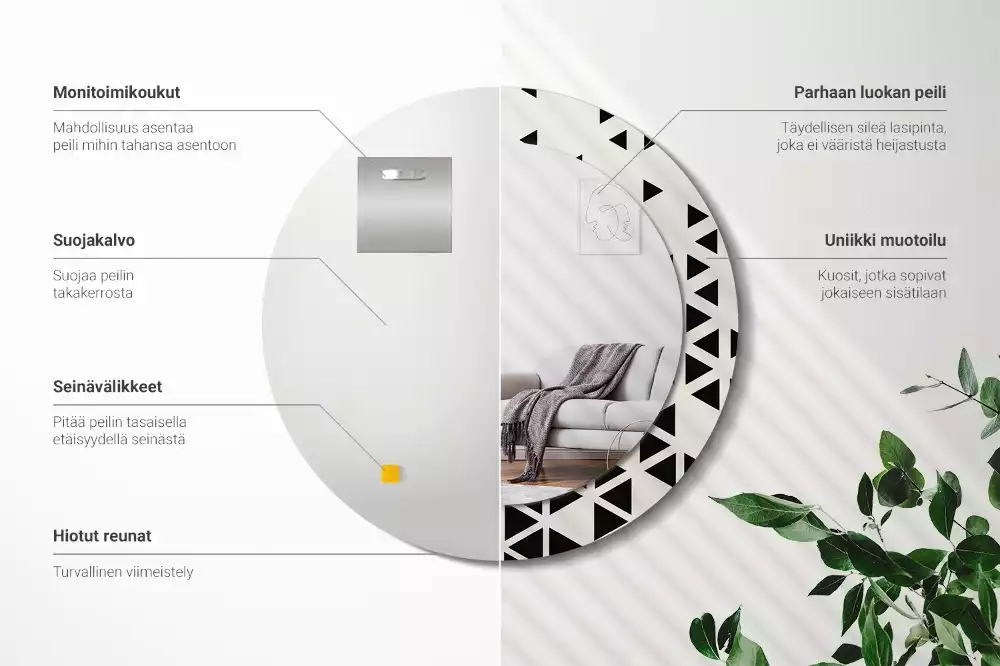 Bedrukte ronde spiegel Geometrische abstractie