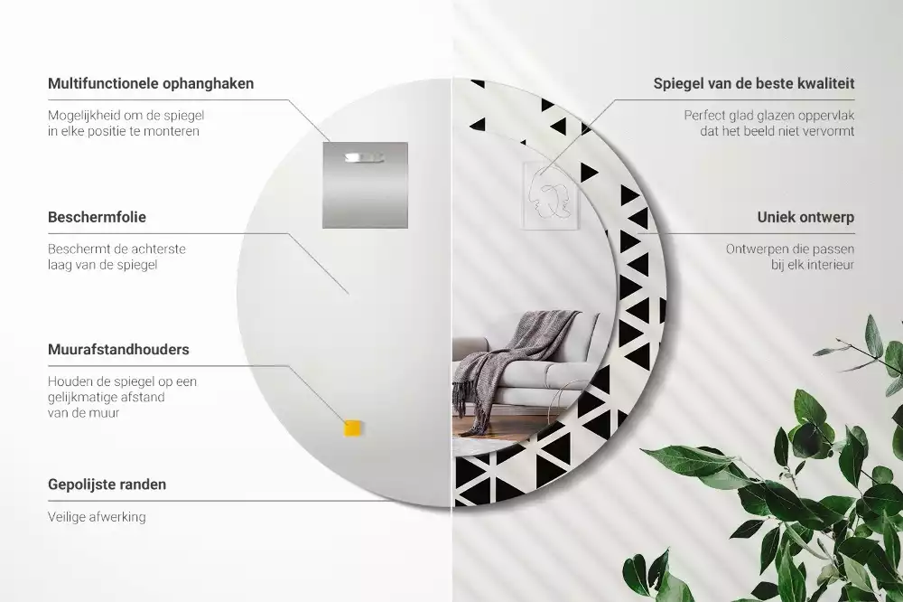 Bedrukte ronde spiegel Geometrische abstractie