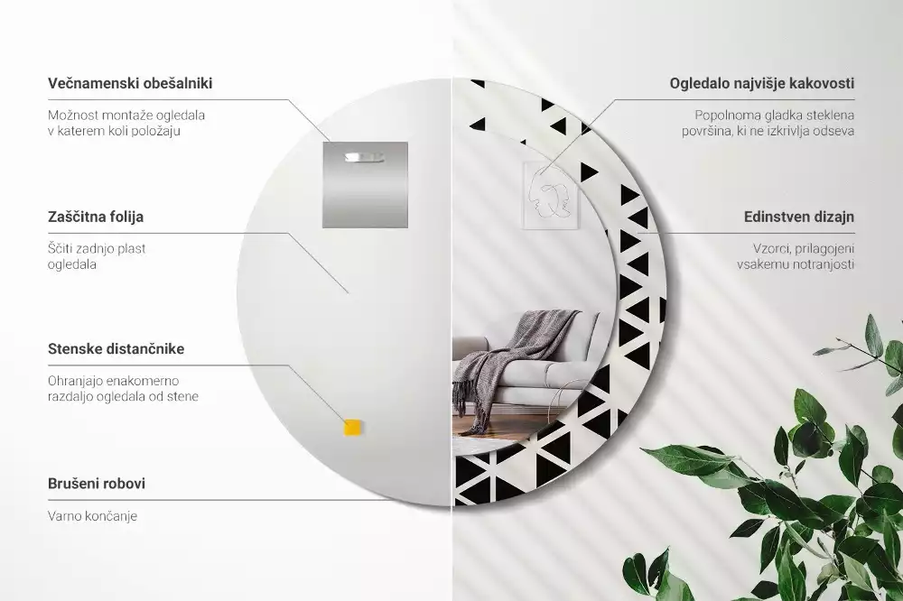 Bedrukte ronde spiegel Geometrische abstractie