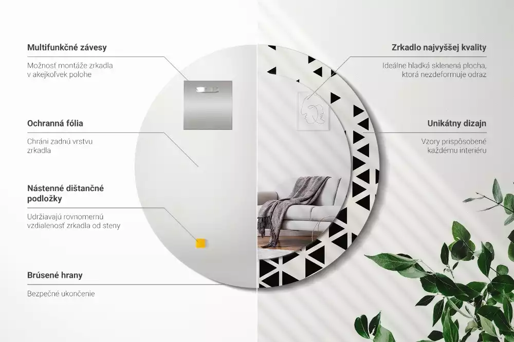 Bedrukte ronde spiegel Geometrische abstractie