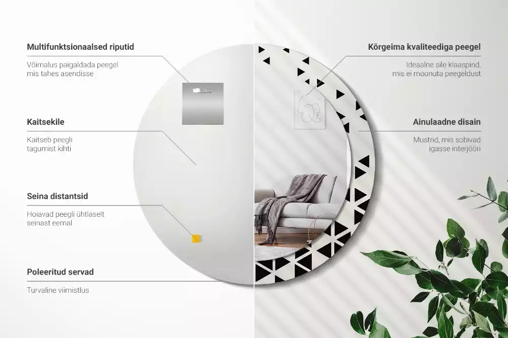 Bedrukte ronde spiegel Geometrische abstractie