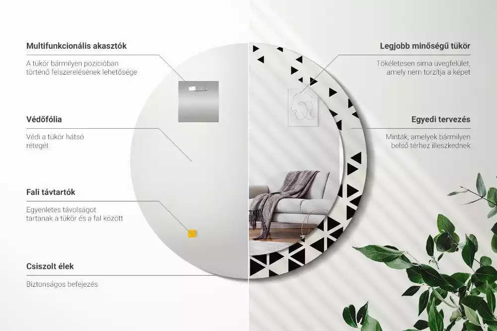 Bedrukte ronde spiegel Geometrische abstractie