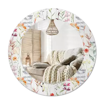 Bedrukte ronde spiegel Wilde bloemen