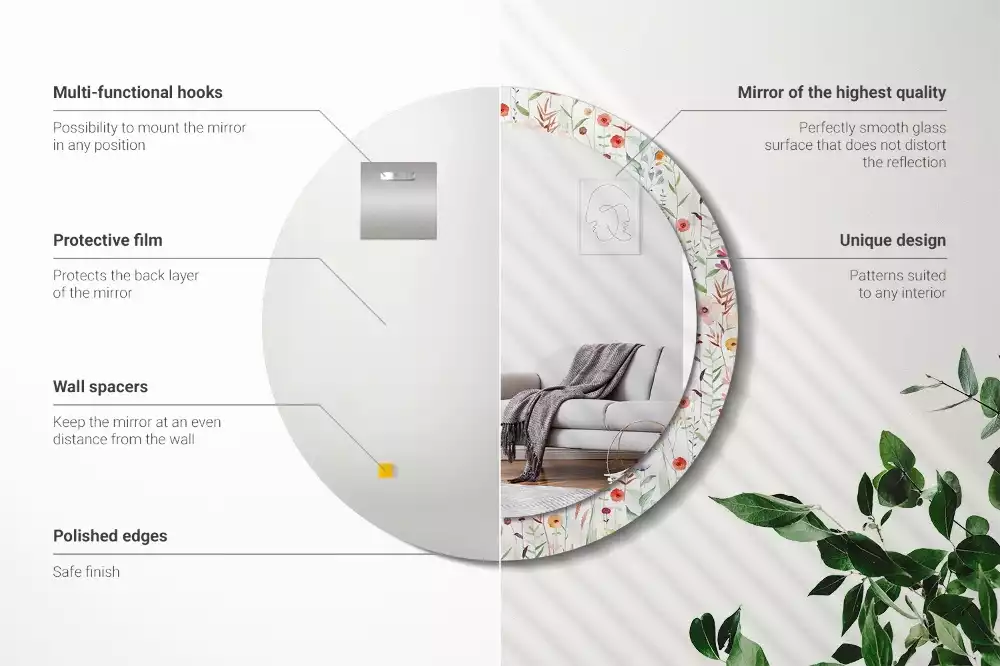 Bedrukte ronde spiegel Wilde bloemen