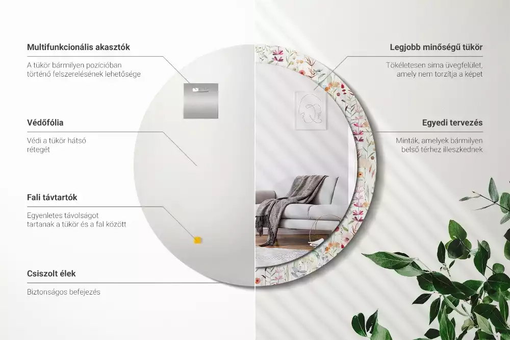 Bedrukte ronde spiegel Wilde bloemen