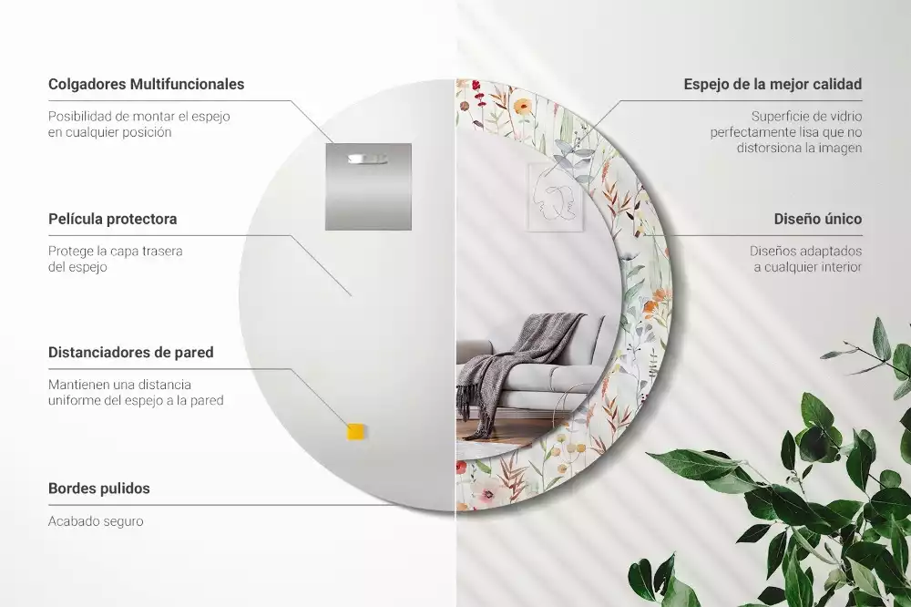 Bedrukte ronde spiegel Wilde bloemen