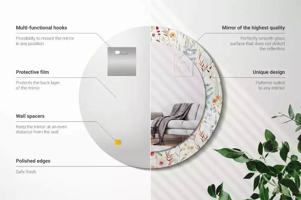 Bedrukte ronde spiegel Wilde bloemen