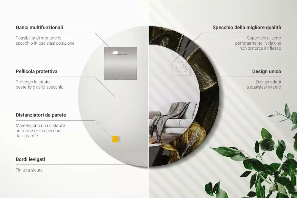 Ronde spiegel met bedrukte lijst Hibiscusbloemen