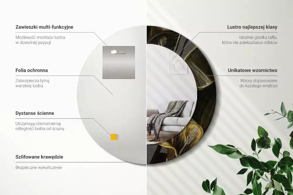 Ronde spiegel met bedrukte lijst Hibiscusbloemen