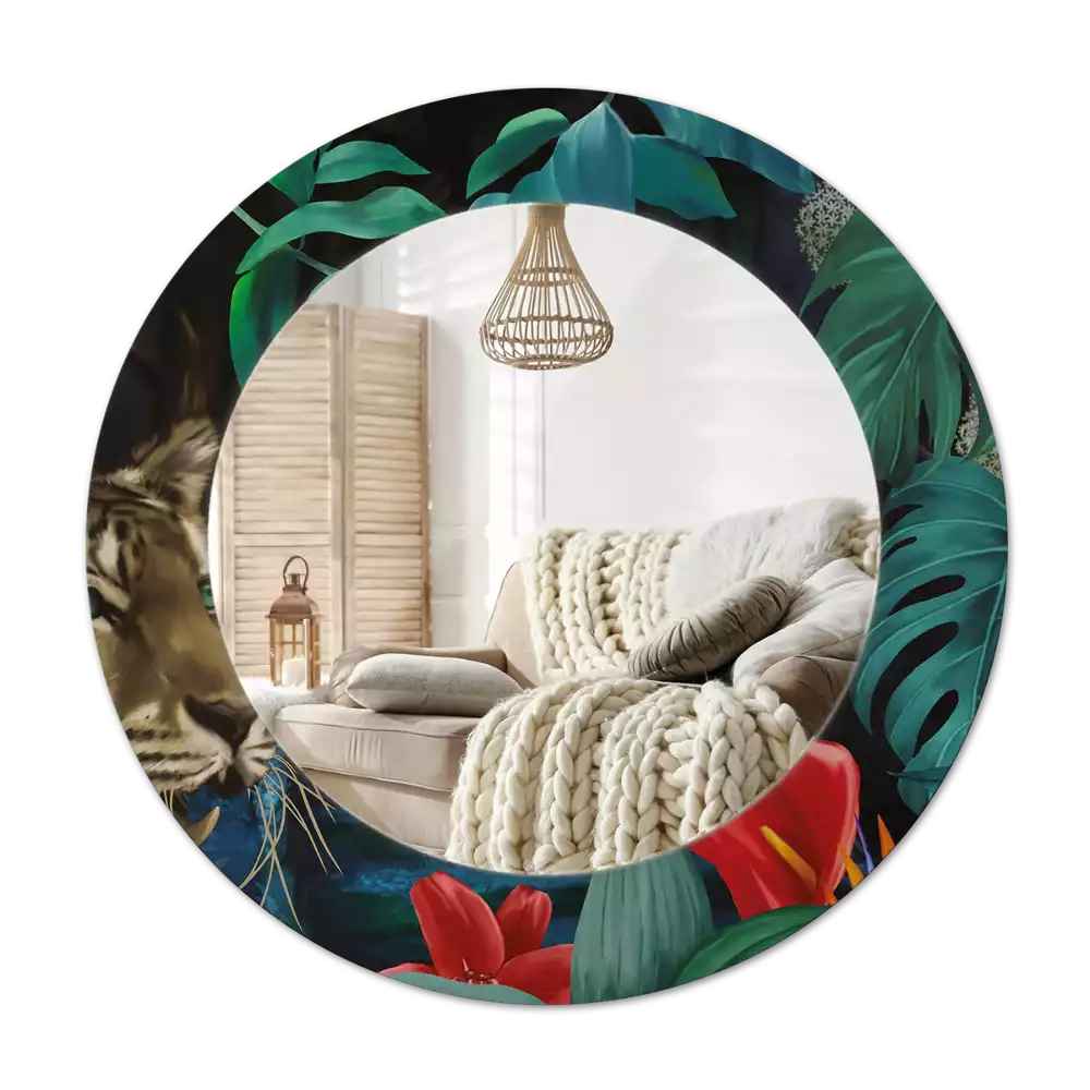 Bedrukte ronde spiegel Vintage jungle