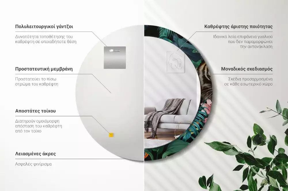 Bedrukte ronde spiegel Vintage jungle