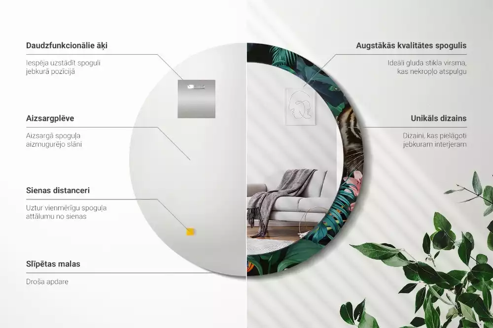 Bedrukte ronde spiegel Vintage jungle