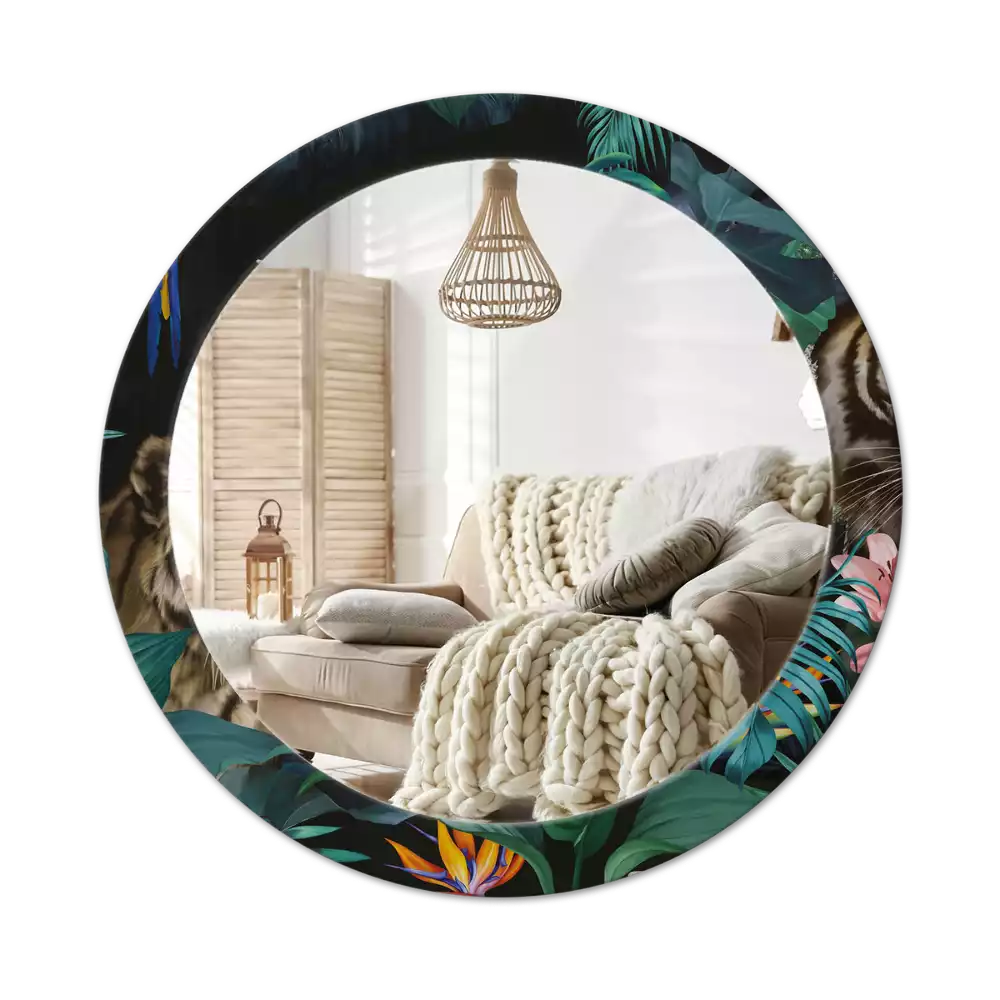 Bedrukte ronde spiegel Vintage jungle