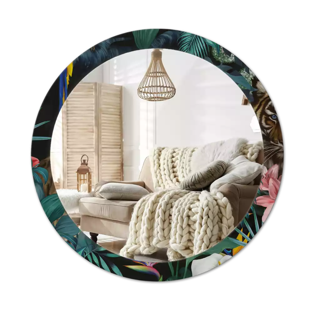 Bedrukte ronde spiegel Vintage jungle
