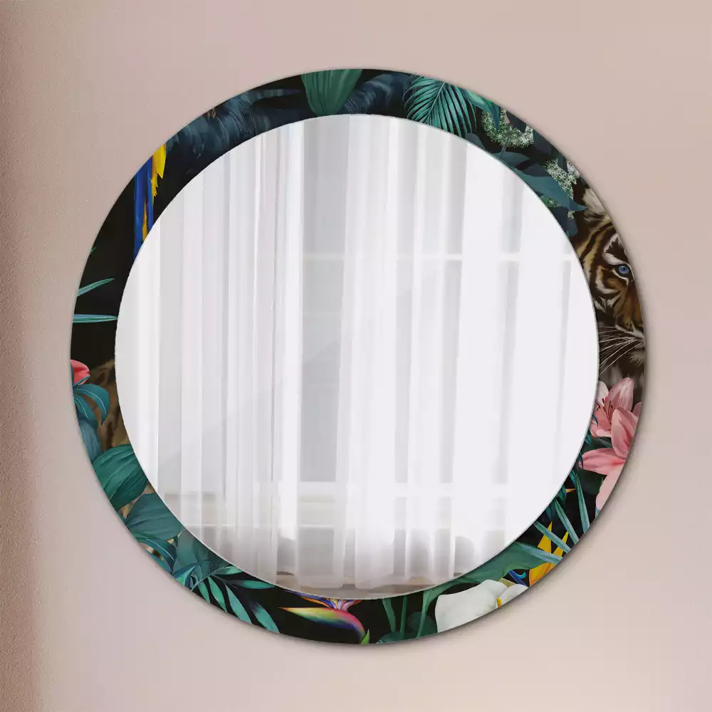 Bedrukte ronde spiegel Vintage jungle