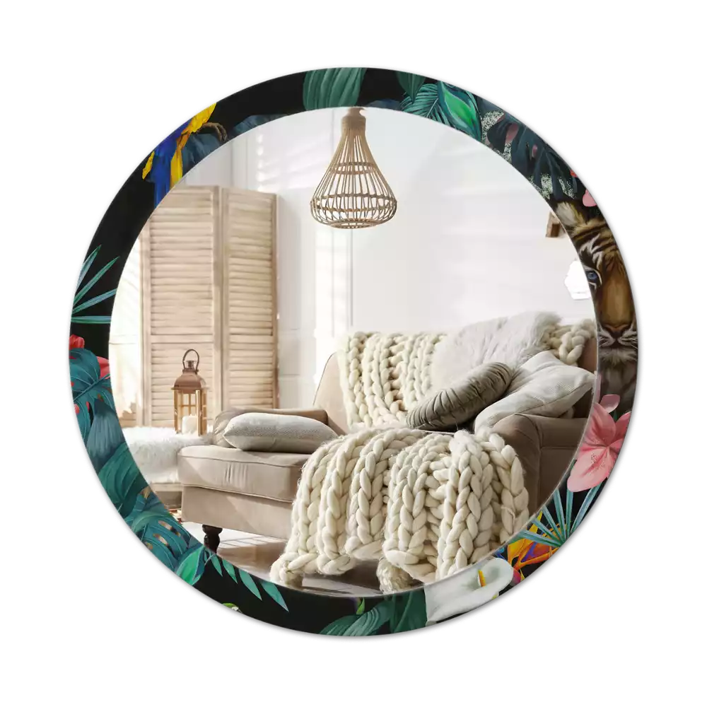 Bedrukte ronde spiegel Vintage jungle