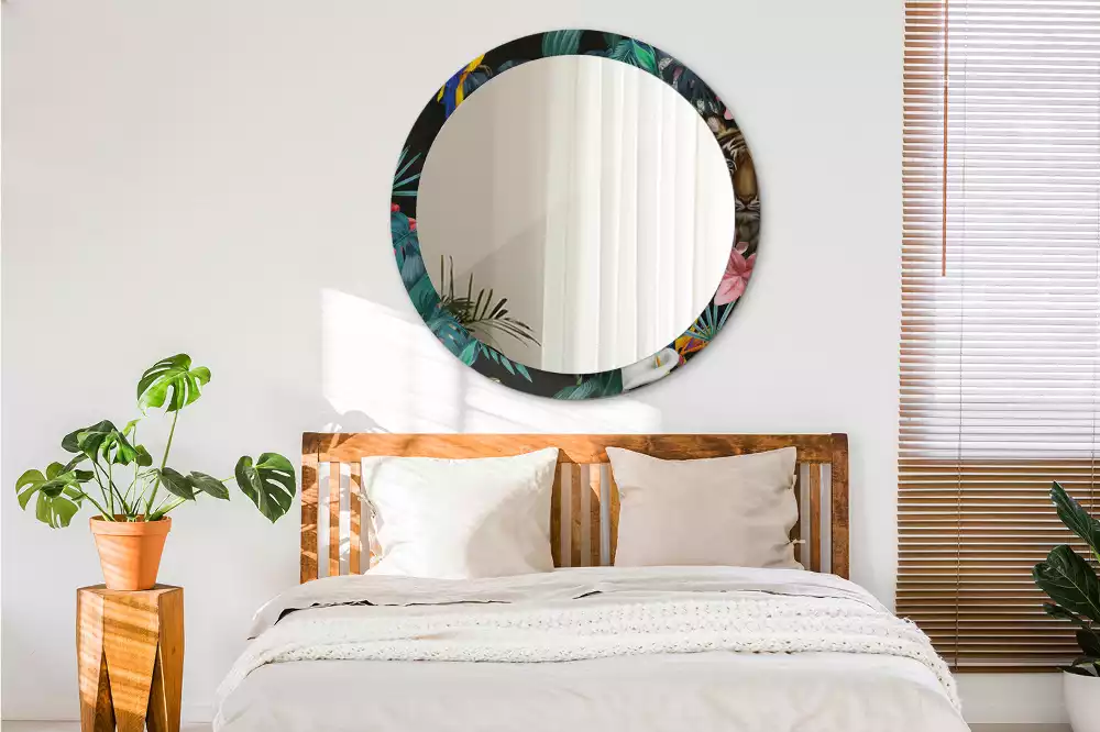 Bedrukte ronde spiegel Vintage jungle