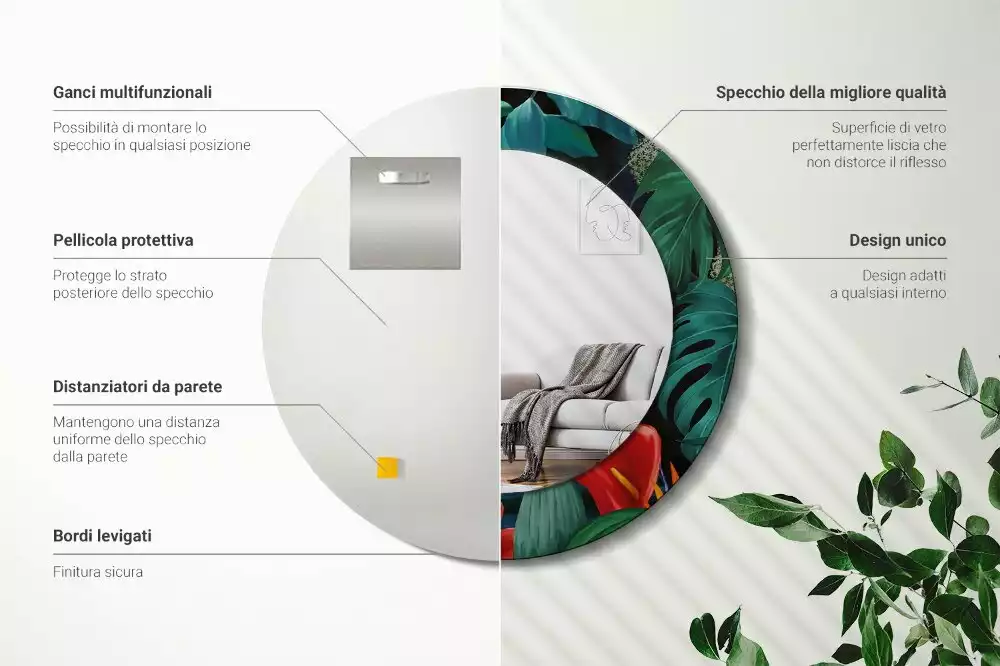 Bedrukte ronde spiegel Vintage jungle