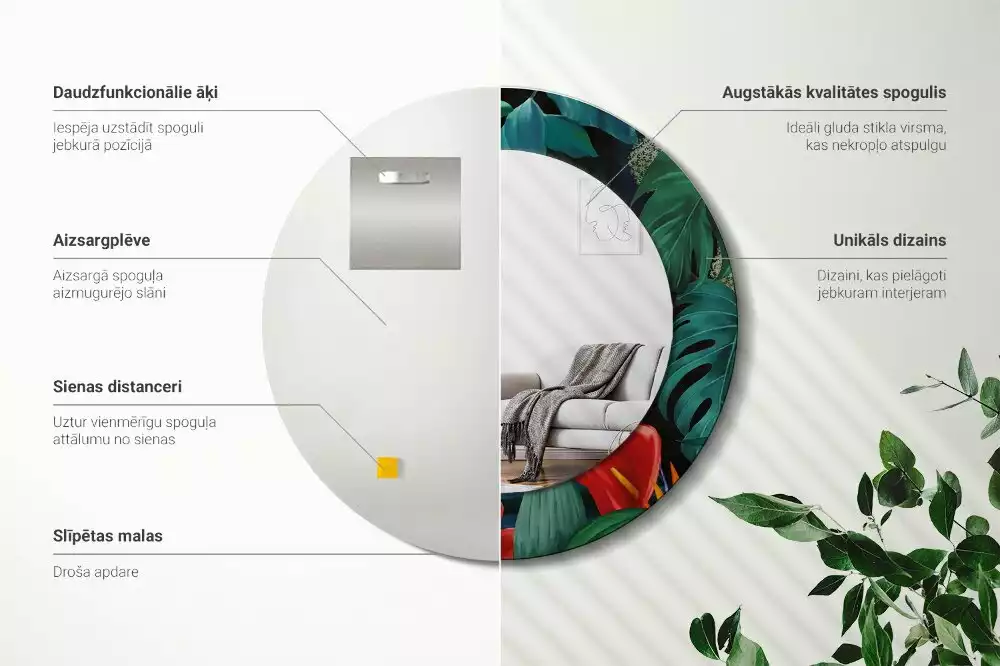 Bedrukte ronde spiegel Vintage jungle