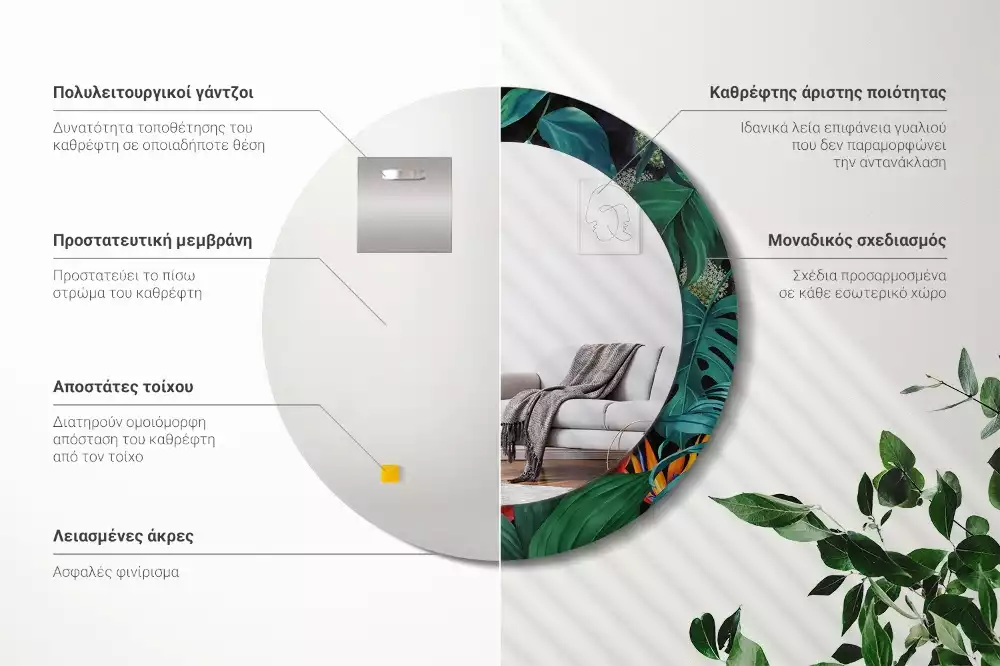 Bedrukte ronde spiegel Vintage jungle