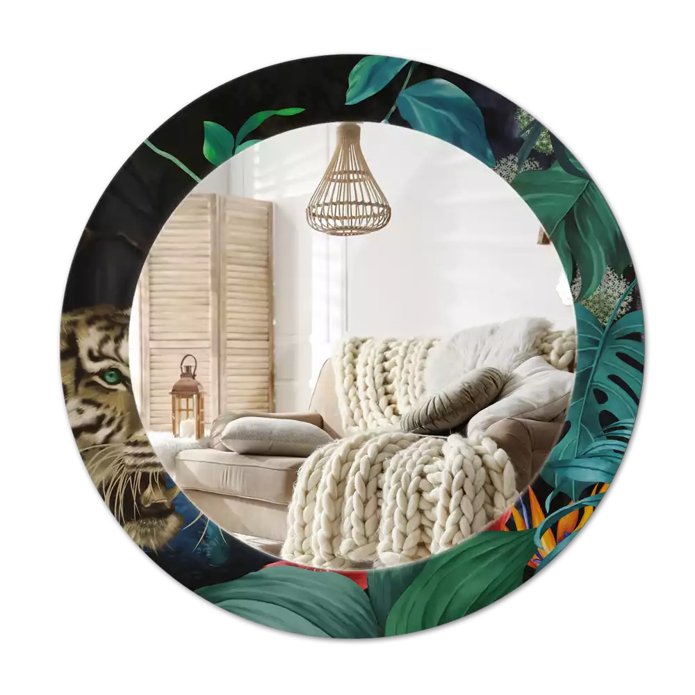 Bedrukte ronde spiegel Vintage jungle