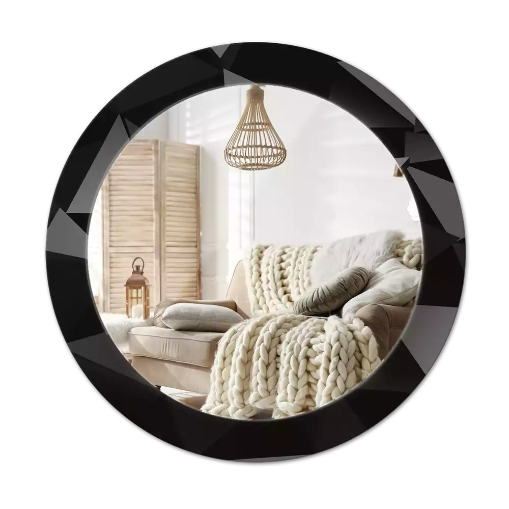 Bedrukte ronde spiegel Abstract zwart