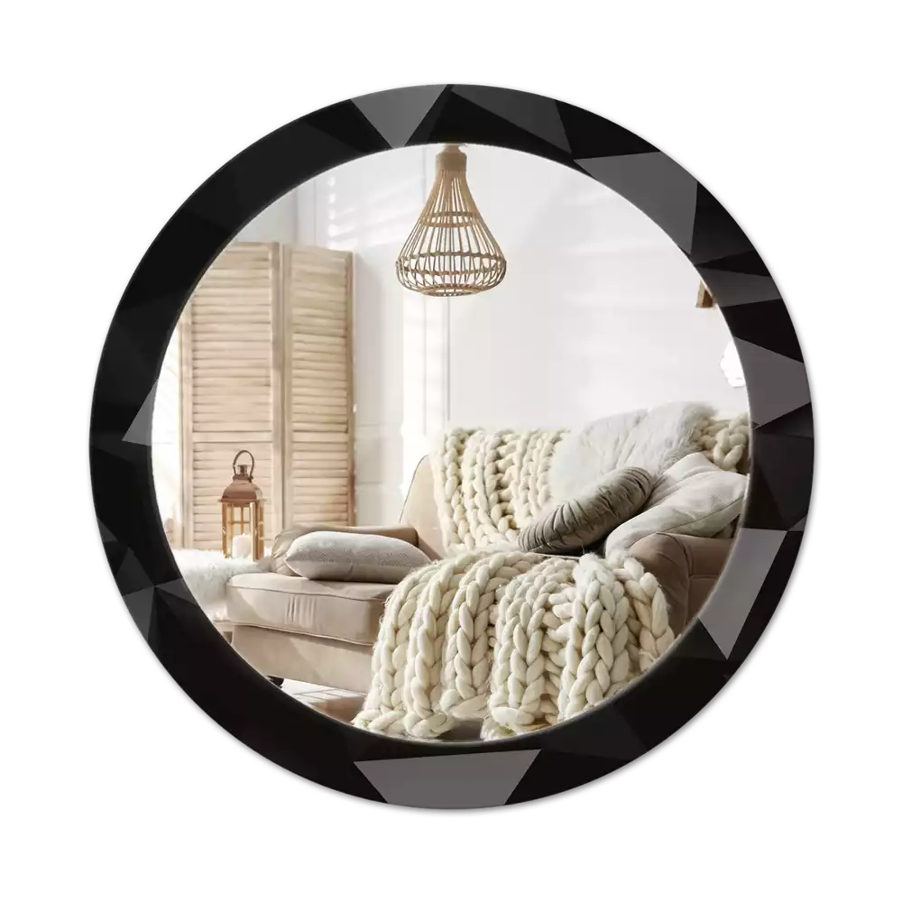 Bedrukte ronde spiegel Abstract zwart