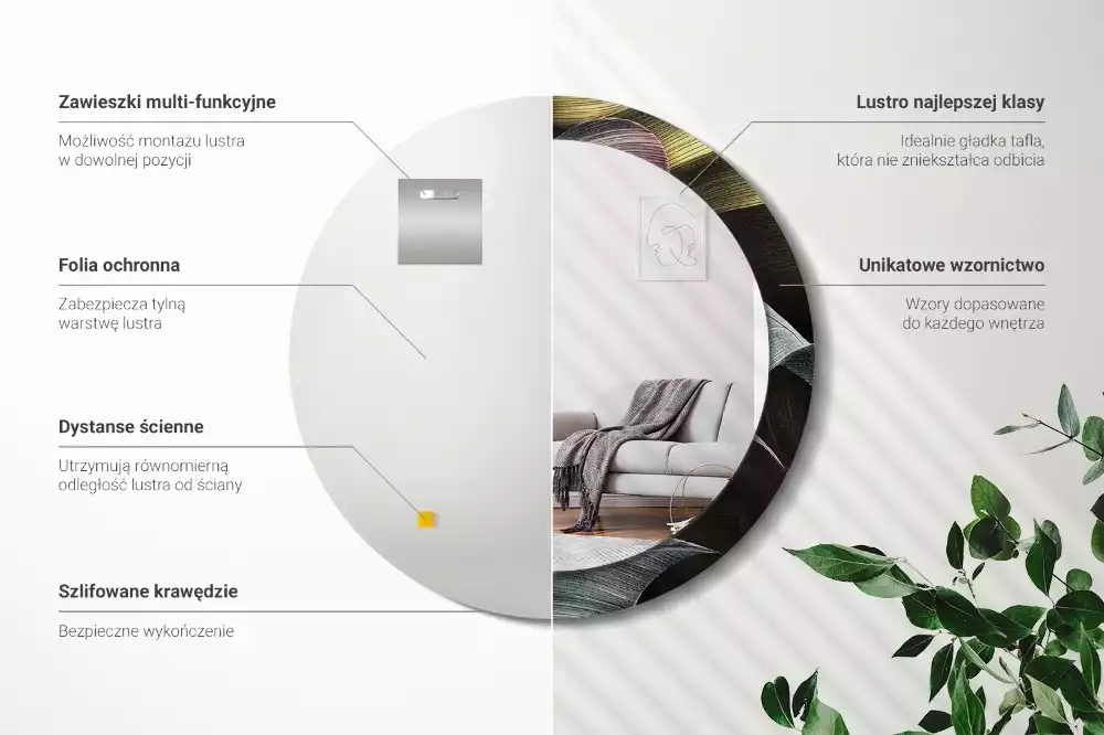 Bedrukte ronde spiegel Donkere tropische bladeren