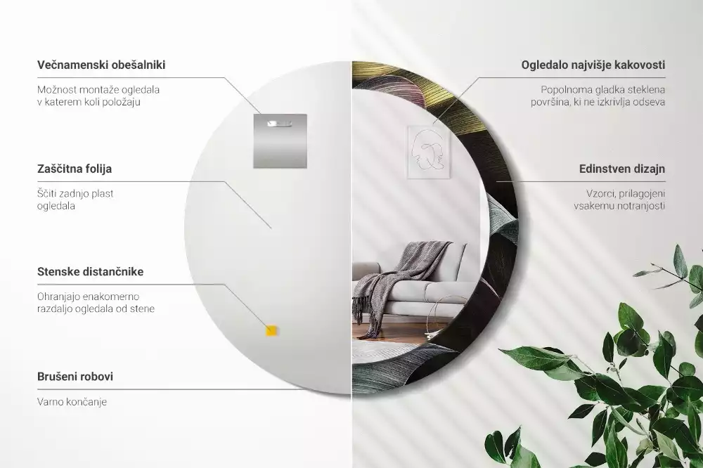 Bedrukte ronde spiegel Donkere tropische bladeren