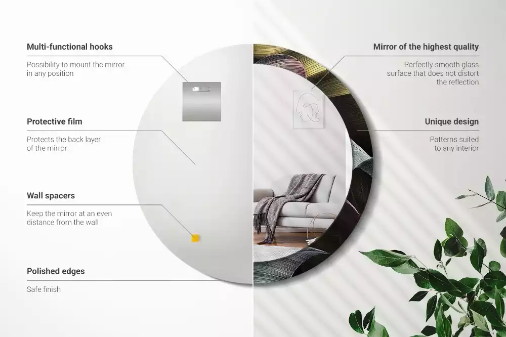 Bedrukte ronde spiegel Donkere tropische bladeren