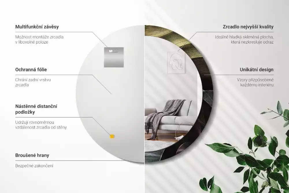 Bedrukte ronde spiegel Donkere tropische bladeren