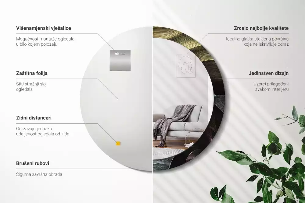 Bedrukte ronde spiegel Donkere tropische bladeren