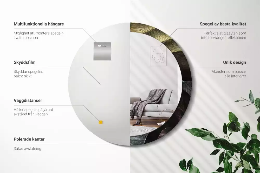 Bedrukte ronde spiegel Donkere tropische bladeren