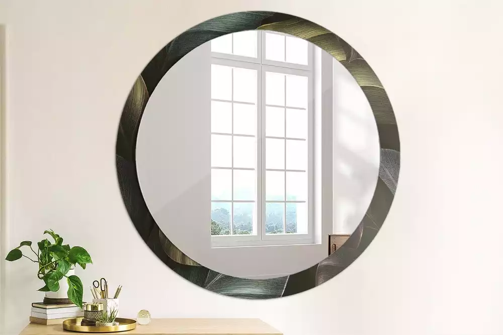 Bedrukte ronde spiegel Donkere tropische bladeren