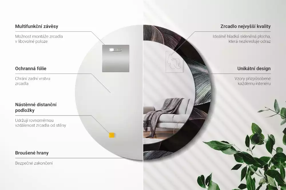 Bedrukte ronde spiegel Donkere tropische bladeren