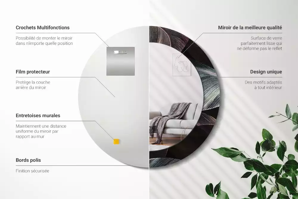 Bedrukte ronde spiegel Donkere tropische bladeren