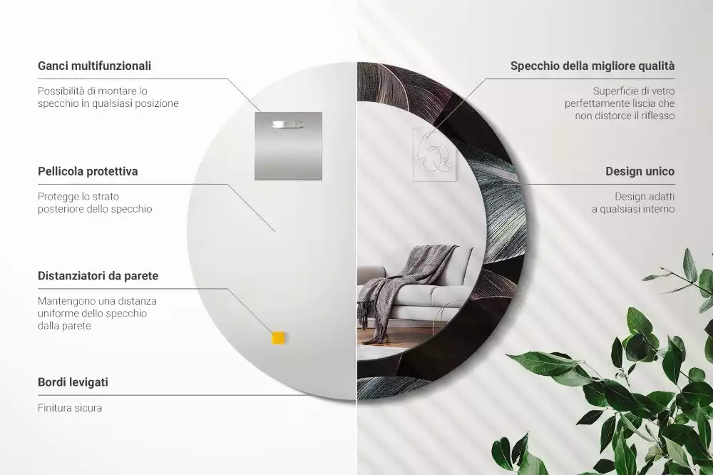 Bedrukte ronde spiegel Donkere tropische bladeren