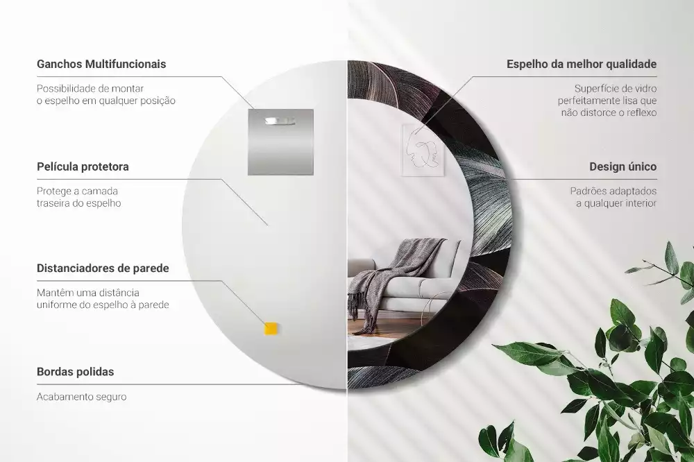 Bedrukte ronde spiegel Donkere tropische bladeren